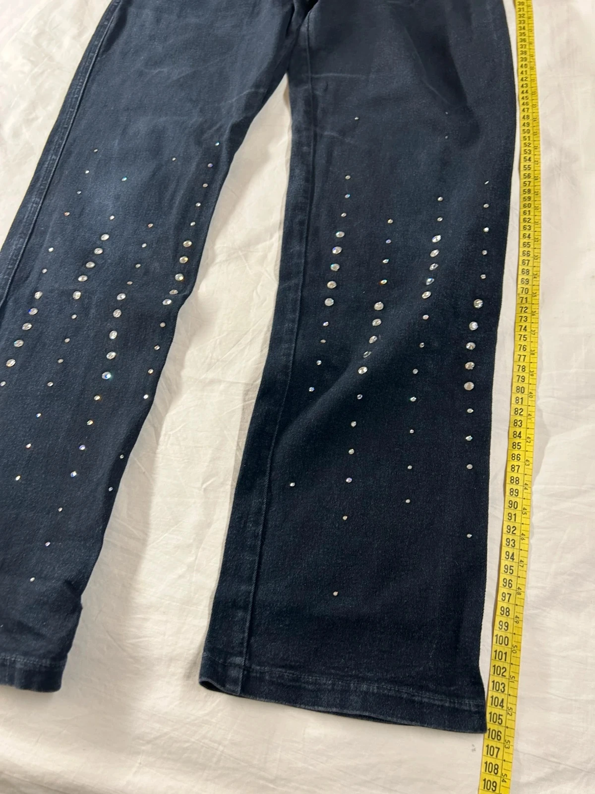 Jean negro recto con strass vintage bianca maria caselli talla 44 – photo 4
